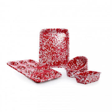 Child Enamelware Red Marble Mini Baking Set, 5 Piece